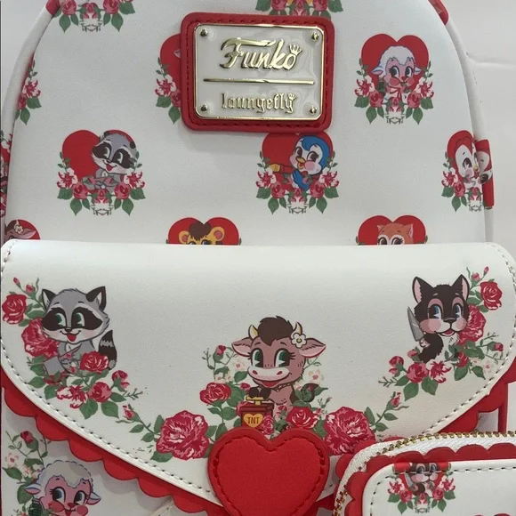 Loungefly Funko Villainous Valentines Heart Character Print Backpack & Wallet - Picture 3 of 10